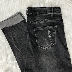 SHEIN Black High Rise Ripped Skinny Jeans